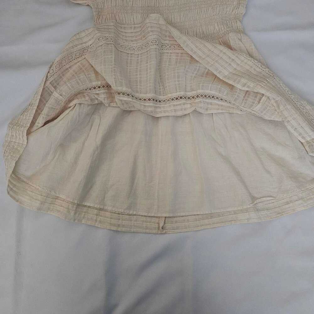 American Eagle Beige Boho Smocked Long Sleeve Mini Dress Women's Size Large - Picture 5 of 16